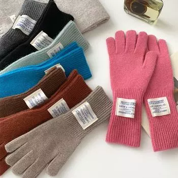 Зимние холодостойкие перчатки с пятью пальцами для сенсорного экрана, женские перчатки с надписью «Sletter» для езды на велосипеде, шерстяные вязаные теплые перчатки One size красный