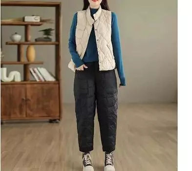 Зимние художественные эластичные талии теплые утягивающие шаровары универсальные модные пуховые брюки повседневные ботинки для женщин 4XL чёрный