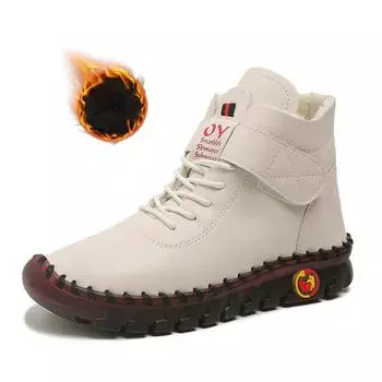 Зимние и флисовые сапоги для снега Женские сапоги на платформе Теплые и толстые Ботильоны с меховой отделкой для осени и зимы 35 красный