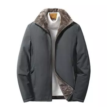 Зимние и осенние новые однотонные повседневные бархатные утепленные куртки для молодежи и среднего возраста для мужчин M чёрный