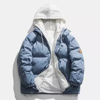 Зимние каникулы, одежда с хлопковой подкладкой и двумя капюшонами для мужчин и женщин, однотонная одежда для отдыха, пара, хлебная одежда M