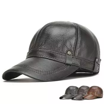 Зимние кепки из натуральной кожи Регулируемая мужская бейсболка Шапки из натуральной кожи Snapback