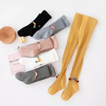 Зимние колготки для маленьких девочек, вязаные леггинсы, нижние брюки, нескользящие детские леггинсы в рубчик, мягкие теплые длинные чулки, колготки, От 2 до 9 лет M