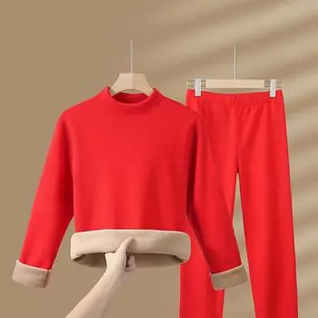 Зимние комплекты термобелья для мужчин и женщин, бархатные топы + длинные брюки, удобные, приятные для кожи, эластичные, утолщенные, теплые, комплект из 2 предметов L