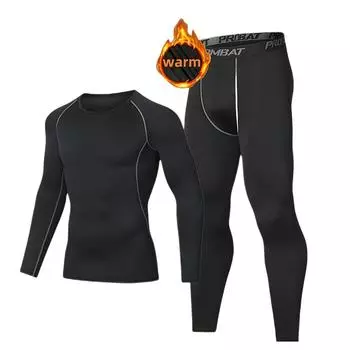 Зимние комплекты термобелья для мужчин, утепленные длинные кальсоны, футболки с флисовой подкладкой, теплый базовый слой, верхнее нижнее белье, комплект нижнего белья XS черный серый