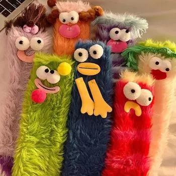 Зимние коралловые бархатные носки забавные 3D мультфильмы для девочек утолщенные теплые носки для дома родитель-ребенок чулки носки для сна на полу для детей 1Pair фиолетовый