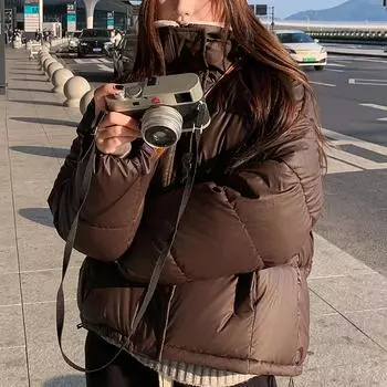 Зимние короткие пальто женские теплые верхние одежды больших размеров модные свободные толстые женские парки зимние куртки M чёрный