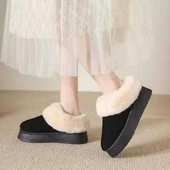 Зимние короткие зимние ботинки на толстой подошве для женщин 36 чёрный