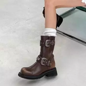 Зимние ковбойские сапоги для женщин, модные женские повседневные короткие сапоги с толстой подошвой, современные ботинки 35