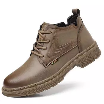 Зимние кожаные бархатные теплые мужские зимние ботинки, модные повседневные мужские туфли на платформе с мягкой подошвой, дизайнерские нескользящие кожаные ботинки для мужчин 38