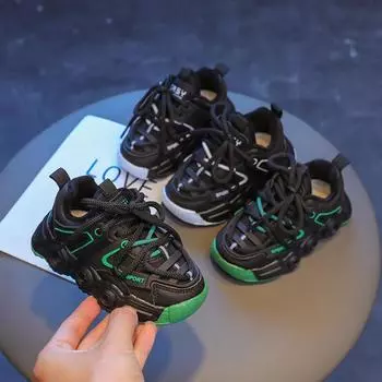 Зимние кроссовки для мальчиков из бархата и хлопка, туфли для папы, светящиеся детские туфли с мягкой подошвой для малышей 1-3-5 лет 23