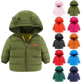 Зимние куртки для маленьких детей, однотонное пальто с капюшоном для мальчиков и девочек, теплая стеганая ветрозащитная верхняя одежда, зимний комбинезон 90 горячий розовый