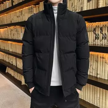Зимние куртки для мужчин, короткая хлопковая куртка для мужчин, молодежная корейская версия, тонкая повседневная утолщенная удобная куртка с воротником, большой размер, мужская приливная куртка M красный