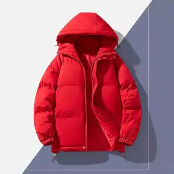 Зимние куртки для мужчин Повседневная хлопковая одежда Однотонная простая легкая утолщенная теплая хлопковая куртка с капюшоном Уютная мужская куртка M темно-серого