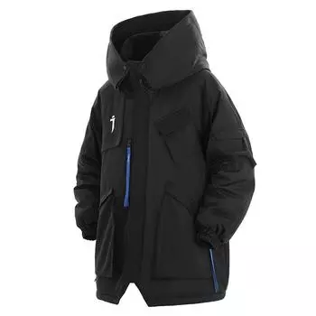 Зимние куртки Multi Pocket Techwear Пальто Мужская мода Уличная одежда Большие парки Теплая куртка с капюшоном M хаки