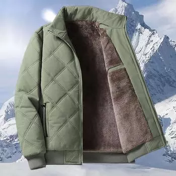 Зимние куртки мужские парки теплая флисовая куртка с воротником-стойкой утепленная мужская повседневная зеленая куртка на молнии верхняя одежда на осень-зиму XXXXXL чёрный