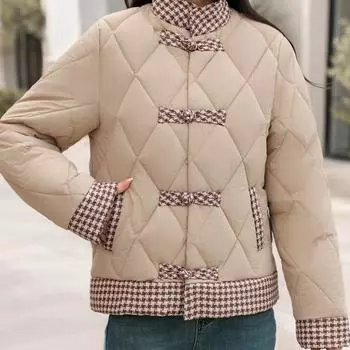 Зимние куртки Женская верхняя одежда Повседневная однобортная свободная толстая теплая короткая парка M чёрный