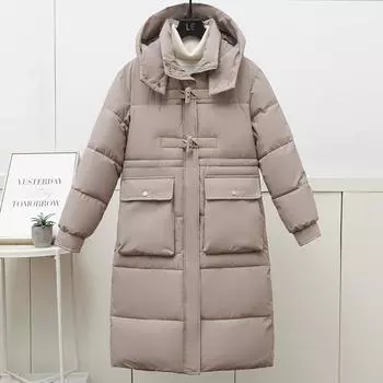 Зимние куртки, женские пальто с капюшоном, модные свободные толстые теплые длинные парки больших размеров, женские пальто M чёрный