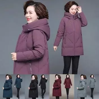 Зимние куртки женские Parker Thicke теплая пуховая хлопковая куртка верхняя одежда с капюшоном женская хлопковая одежда среднего возраста XL чёрный