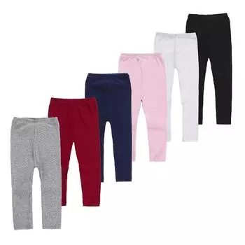 Зимние леггинсы для маленьких девочек, однотонные штаны до колена, теплая одежда из хлопка 85 белый
