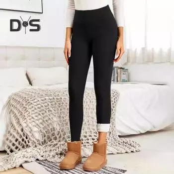 Зимние леггинсы с флисовой подкладкой, женские термоколготки, однотонные, очень толстые леггинсы с флисовой подкладкой, повседневная одежда M кофейный