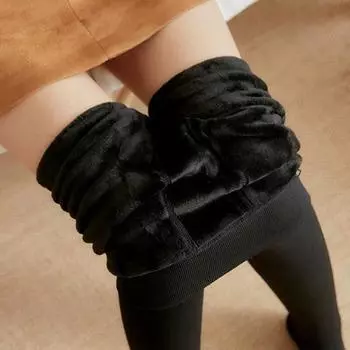 Зимние леггинсы женские с высокой талией, эластичные облегающие брюки с утягивающим эффектом и плюшевой подкладкой для йоги серый