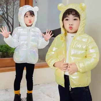 Зимние легкие пуховики с капюшоном для детей, теплая верхняя одежда для девочек и мальчиков, детские осенние красочные тканевые пальто, повседневная одежда 120cm