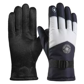 Зимние лыжные перчатки для активного отдыха, теплые, для пары, утолщенные, водоотталкивающие и противоскользящие, велосипедные, велоспорт, большие хлопковые перчатки Average size
