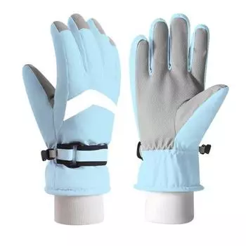 Зимние лыжные перчатки для мужчин и женщин, водонепроницаемые, ветрозащитные, с сенсорным экраном, снежные перчатки, уличные термоперчатки для сноуборда синий