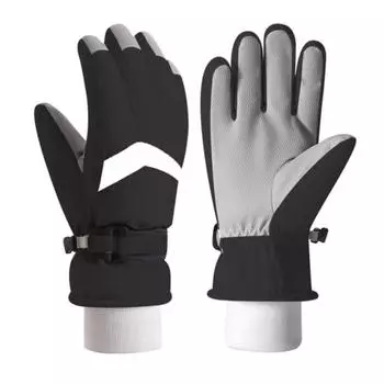 Зимние лыжные перчатки для мужчин и женщин, водонепроницаемые, ветрозащитные, с сенсорным экраном, снежные перчатки, уличные термоперчатки для сноуборда чёрный
