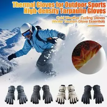 Зимние лыжные перчатки, флисовые теплые перчатки для сенсорных экранов для мужчин и женщин, ветрозащитные термоперчатки для спорта на открытом воздухе в холодную погоду, велоспорта, скалолазания