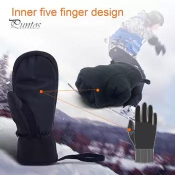Зимние лыжные перчатки с сенсорным экраном, водонепроницаемые термоперчатки для снега, толстые теплые варежки для катания на лыжах, сноуборде, спорта на открытом воздухе M белый