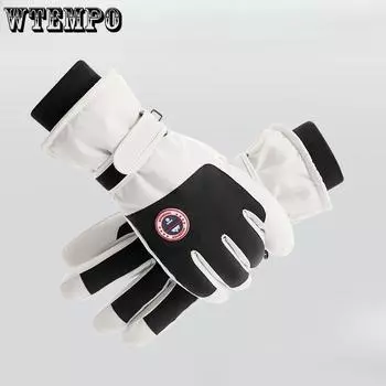 Зимние лыжные перчатки Теплые перчатки для мужчин и женщин Парные перчатки Перчатки для велоспорта на открытом воздухе Сенсорный экран с флисом Холодо- и ветрозащитные перчатки men s model. белый