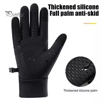 Зимние лыжные перчатки, ветрозащитные перчатки для сенсорных экранов для мужчин и женщин, теплые флисовые термоперчатки для холодной погоды, велоспорта, скалолазания L чёрный