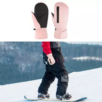 Зимние лыжные варежки для взрослых, зимние варежки, водонепроницаемые для мужчин и женщин, перчатки для сноуборда чёрный