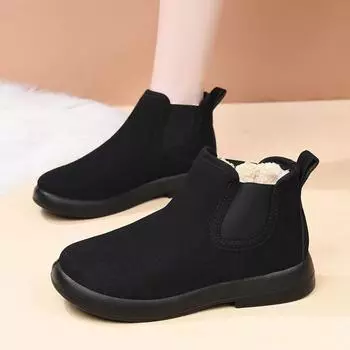 Зимние меховые сноубутсы для женщин, уличные теплые удобные пушистые хлопковые туфли, модные плюшевые женские ботинки, пушистые домашние тапочки 40EU/CN41 чёрный