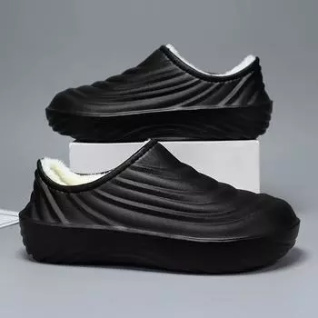 Зимние меховые тапочки Поварская обувь Нескользящая и маслостойкая рабочая обувь Ленивые тапочки для дома Теплая меховая садовая обувь Сабо 36-37