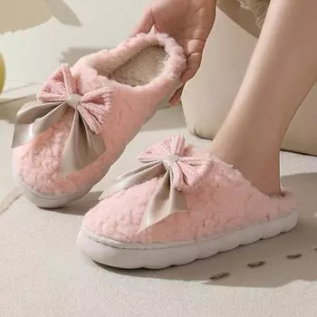 Зимние меховые тапочки: Уютные женские и мужские хлопковые туфли с бархатной подкладкой и толстой подошвой для тепла в помещении 40-41 кафе