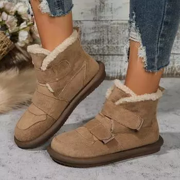 Зимние меховые зимние ботинки женские туфли на плоской подошве по щиколотку модные новые теплые туфли для ходьбы плюс хлопок нескользящие классические женские туфли 35
