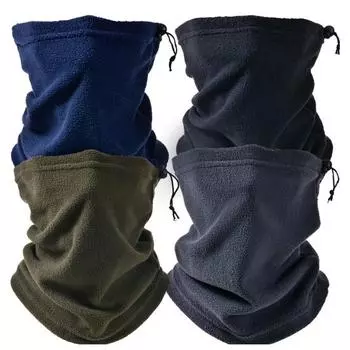 Зимние многофункциональные универсальные флисовые гетры на шею, сплошной цвет, защита для лица, дизайн на шнурке, толстый велосипедный головной убор, спортивный шарф для бега темно-серого