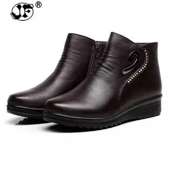 Зимние модные хлопковые туфли для молодой мамы среднего возраста из кашемира, теплые зимние сапоги большого размера для беременных женщин на плоской подошве из хлопкаiio 4