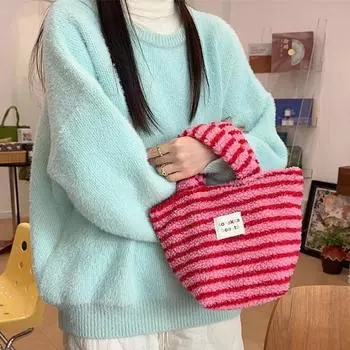 Зимние модные плюшевые женские сумки, новые симпатичные сумки в горошек, сумки для поездок на работу