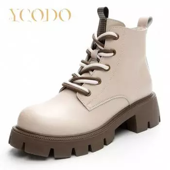 Зимние модные женские ботинки из натуральной коровьей кожи