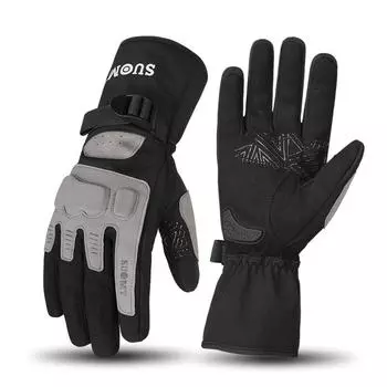 Зимние мотоциклетные перчатки для мужчин и женщин, ветрозащитные водонепроницаемые термоперчатки для сенсорных экранов M серый