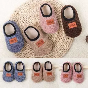 Зимние мягкие детские носки для детской комнаты, носки для малышей с героями мультфильмов S розовый