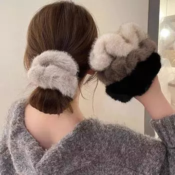 Зимние мягкие резинки для волос для женщин, плюшевая эластичная повязка для волос, разноцветные резинки, держатель для хвоста, повязка на голову, аксессуары для волос