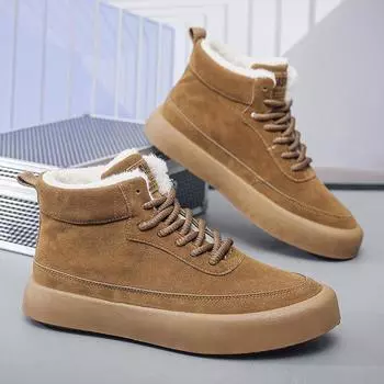 Зимние мужские большие бархатные теплые модные высокие хлопковые ботинки зимние ботинки повседневные хлопковые ботинки 39-46 39 чёрный