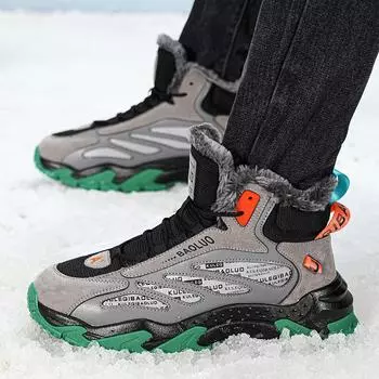 Зимние мужские ботильоны с толстой подошвой, меховые зимние ботинки, мужская повседневная спортивная обувь, уличные плюшевые теплые корейские кроссовки, ботильоны 39