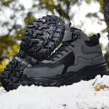 Зимние мужские ботинки большого размера Winter Plus Velvet Thicking Теплые зимние ботинки из хлопка для снега 39 чёрный