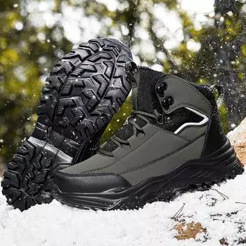 Зимние мужские ботинки большого размера Winter Plus Velvet Thicking Теплые зимние ботинки из хлопка для снега 39 чёрный